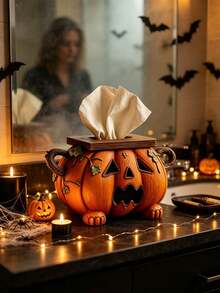 Penutup Kotak Tisu Halloween, Tempat Serbet Resin, Dekorasi Kamar Mandi dan Dapur Halloween yang Lucu - A - View 6