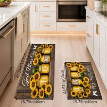 1pc Country Farmhouse Sunflower HOME Letter Print Kitchen Mat, God Bless Our Home Wood Grain Butterfly Pattern Polyester Doormat Floor Rug, Suitable For Kitchen, Entryway, Living Room, Bedroom And Home Decor - Multicolor - View 11