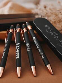 Regalos de Graduación Personalizados para Maestros & Estudiantes - Bolígrafo con Monograma y Nombre Personalizado, Bolígrafos Promocionales Corporativos Elegantes para Empleados & Clientes, Regalo de Agradecimiento Grabado para Eventos de Negocios, Recuerdos de Boda & Aniversarios - bolígrafo negro - Ver 3