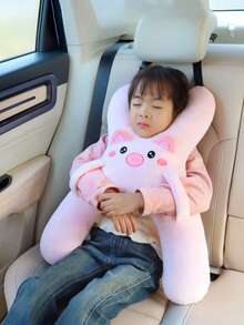1pc Cute Cartoon Kids Car Pillow, Back Seat Sleep Neck & Waist Support, Anti-Friction Car Headrest Cushion - Multicolor - View 3