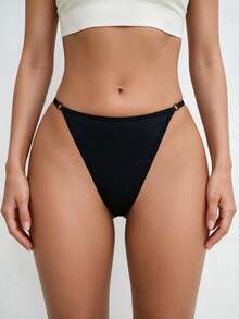 Customized Gold Chain Letter Black Thong Sexy Women's Lingerie Name Panties Gift For Girlfriend - Black - View 3