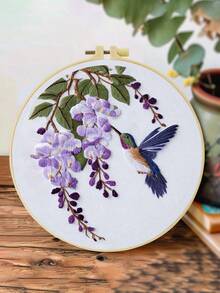 1件 20*20cm/7.9*7.9in 可愛小鳥刺繡套件，DIY手工刺繡套裝，適合成人初學者，居家禮物，女性縫紉禮物，包含使用說明書、印花布料、刺繡框、針與線 - A - 查看 14