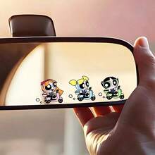 Warner Bros Die Powerpuff Girls süßer Cartoon Anime Mädchen Auto Rückspiegel Aufkleber, Auto Dekoration Spiegel Gesicht Aufkleber, Auto LKW Rückspiegel Dekoration, Auto Aufkleber für Innenmalerei, Auto Innenzubehör, Auto Innendekoration Aufkleber, Auto Außenaufkleber, Partygeschenk, Graffiti Dekoration Aufkleber - A - Übersicht 9