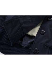 Contrast Color Hooded Jacket, Casual Everyday Wear For Autumn - Blue - View 6