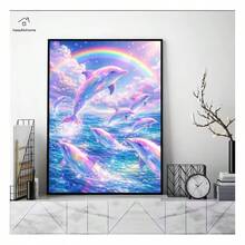 1PC DIY 5D Diamond Painting Kit Dolphin Pattern - Round Full Drill Art Mosaic Craft, Home Wall Decor, Unframed - No Frame - View 2