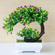 2D Flat Printed Acrylic Material 1pc - Artificial Plant Small Potted Bonsai, Fake Flower Small Tree Grass Ball Bonsai, Home Living Room Desktop Decor Small Ornament Set, Artificial Plant, Home Decor, Room Decor, All Season Use - White - View 10