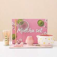 1/5/7pcs Japanese Matcha Ceremony Set, Colorful Polka Dot Ceramic Matcha Bowl With Spout, Complete Matcha Kit With Bamboo Whisk, Chashaku, Whisk Holder, Tea Sifter & Tea Mat, Cute Matcha Tools Gift Box For Tea Lovers - Multicolor - View 7