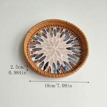 Handmade Woven Rattan Decorative Plate, Diameter 5.51 Inches, Height 0.984 Inches, Colorful Shell Decorative Plate, Home Rattan Decorative Plate - Multicolor - View 32