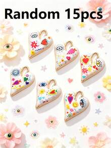 5/10/15/20/30/50pcs Random Multicolor Gothic/Punk Metal Love & Devil's Eye Pendant, Suitable For DIY Necklace, Bracelet, Earring, Keychain, Phone Chain, Couples's Gift, Jewelry Making - Multicolor - View 13
