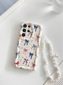 Funda protectora para teléfono con estampado plano de lazo pintado, borde ondulado color crema, con pulsera, estilo minimalista, anti-caídas y reforzada, adecuada para Ip 17/Ip 17pro/Ip 17promax/Iphone16 XR /7/8 Iphone15Promax/12PROMAX/13PROMAX/14PROMAX 13 14 11 12p14 Women P11 Soft Shell P12 Anti-Drop XS.XR /78P.78GES2, adecuada para A134G A22 A21S A514G A52 S22 ULTRA A335G, A34 A35 adecuada para Redmi 10 Note114G 11Lite A53tpuA14 /A23/S23ULTRA S24 A14 A15 S23 A73 A55 A54 - Multicolor - Ver 2