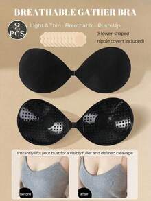 1-2pcs Breathable Round Cup Bra, Wireless Thick Padded Cups, Lift Up Bust, Seamless Invisible Design, Suitable For Wedding Dress, Formal Occasions And Tank Top Matching - Multicolor - View 8