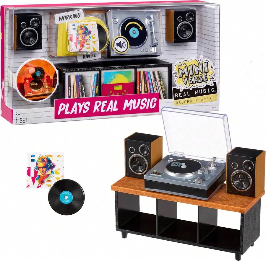 MGA Entertainment MGA Miniverse Mini Collectibles Pemutar Piringan Hitam Mini, Memutar Piringan Hitam, Gaya Vintage, Hadiah untuk Pecinta Musik - MultiWarna - View 1