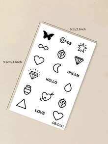 Semi-Permanent Butterfly Key Heart Star Diamond Strawberry Pattern Party Holiday DIY Gift 1-2 Weeks No Fading No Reflection Finger Arm Temporary Waterproof Tattoo Sticker 1pc/Pack - Blue - View 8