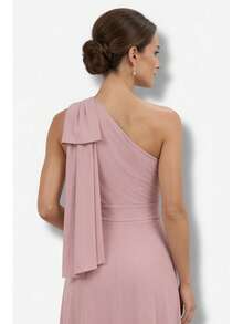 Long Party Dress With Lace, Lined Cups, Comfortable, Elegant, Simple - Rusty Rose - View 5