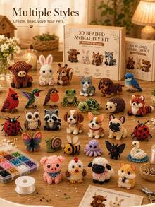 精緻 DIY 動物串珠飾品套組，可愛 3D 動物串珠手工套件，含彩色珠子與說明書，成人創意 DIY 手工飾品手工藝套組 - 擺飾 - 查看 1