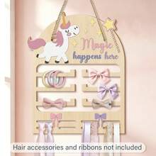 1pc 2D Flat Wooden Cartoon Pattern Wall-Mounted Nursery Storage Rack, Wall-Hanging Hair Accessory Storage Box, Room Wall Hair Clip Display Rack, Multi-Functional Storage Shelf, Can Store Hair Ties, Hair Clips And Headbands, Fashion Home Decor (Other Items Not Included) - Mustard Yellow - View 5