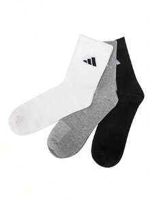 Adidas Kaos Kaki Panjang Sedang Pria dan Wanita SPW CREW 3PP Kaos Kaki Lembut dan Nyaman untuk Pemakaian Sehari-hari, Olahraga, Perjalanan, dan Santai JC9272 - Hitam/putih/abu-abu muda - View 1