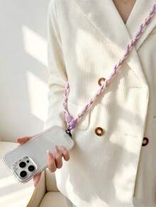 1pc Handmade Pearl Chain Creative Crossbody Long Phone Lanyard Bag Strap - Multicolor - View 6