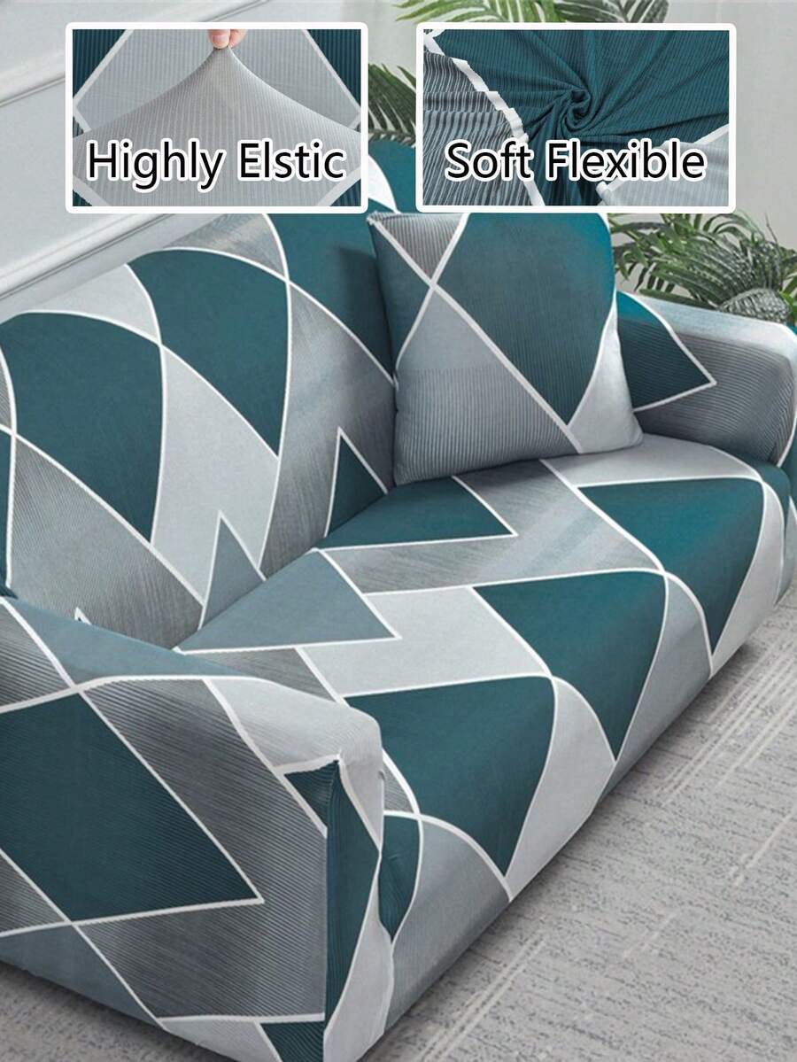 1pc Printed Elastic One-Piece Sofa Cover, Minimalist Style, Pet-Friendly Non-Slip Stain-Resistant Scratch-Resistant, Suitable For All Seasons, Machine Washable, Fits Living Room, Bedroom, Study, Suitable For 1/2/3/4 Seater Sofa - Multicolor - View 1