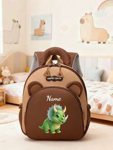 This Customizable Mini Cartoon Dinosaur Print Backpack Features Adjustable Shoulder Straps, Hand-Held Design, Zipper Closure, And Is Made Of Nylon Material. It Is Very Suitable For Daily Use, Shopping, And Traveling. It Also Makes A Great Gift For Birthdays Or Christmas., Kawaii Aesthetic - Multicolor - View 9