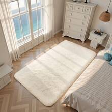 EDIMENS Long Hallway Runner Rug 80x300, High Pile Bathroom Rug Non-Slip, Fluffy Washable Kitchen Rug Bath Mat, Rugs For Bedroom Bed Runner Hallway Living Room - 奶油白 - 查看 2