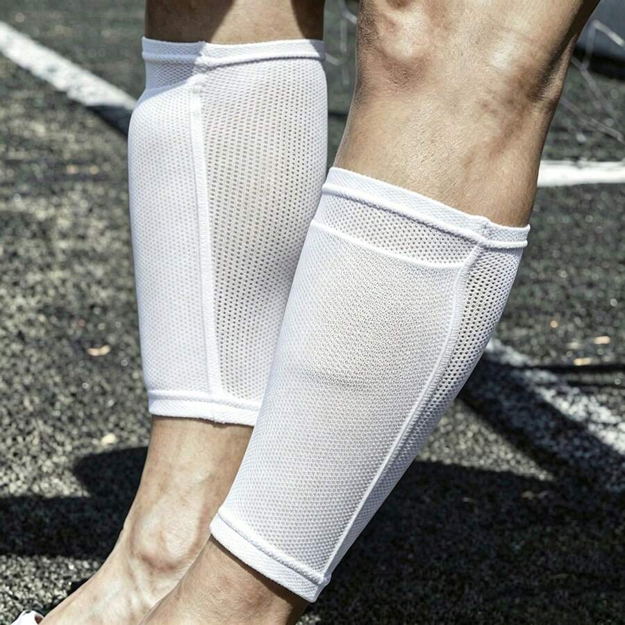 Double Layer Breathable Elastic Football Shin Guard Socks With Mesh Reinforced Pocket - Multicolor - View 1