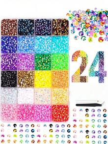 3mm Mixed Color AB Resin Flat Back Rhinestone Jelly Rhinestone DIY Clothing Phone Rhinestone Set, Suitable For DIY Crafts Mother's Day Gift, 40 Colors Rhinestone Create Bright Bedroom Atmosphere, 40 Vibrant Colors - Multicolor - View 13