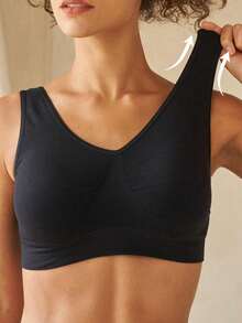 3PCS Solid Wireless Backless Sport Bra ,Comfortable,Seamless Bras - Black - View 5