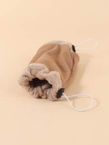 Áo hoodie lông cừu cho thú cưng mùa Thu/Đông, làm từ vải gân và viền lông xù, có thể điều chỉnh vừa vặn; được thiết kế bởi Puppy Keep dành riêng cho chó và mèo cỡ nhỏ đến trung bình, chống gió và giữ ấm, phù hợp mặc ngoài trời - màu nâu - Xem 6