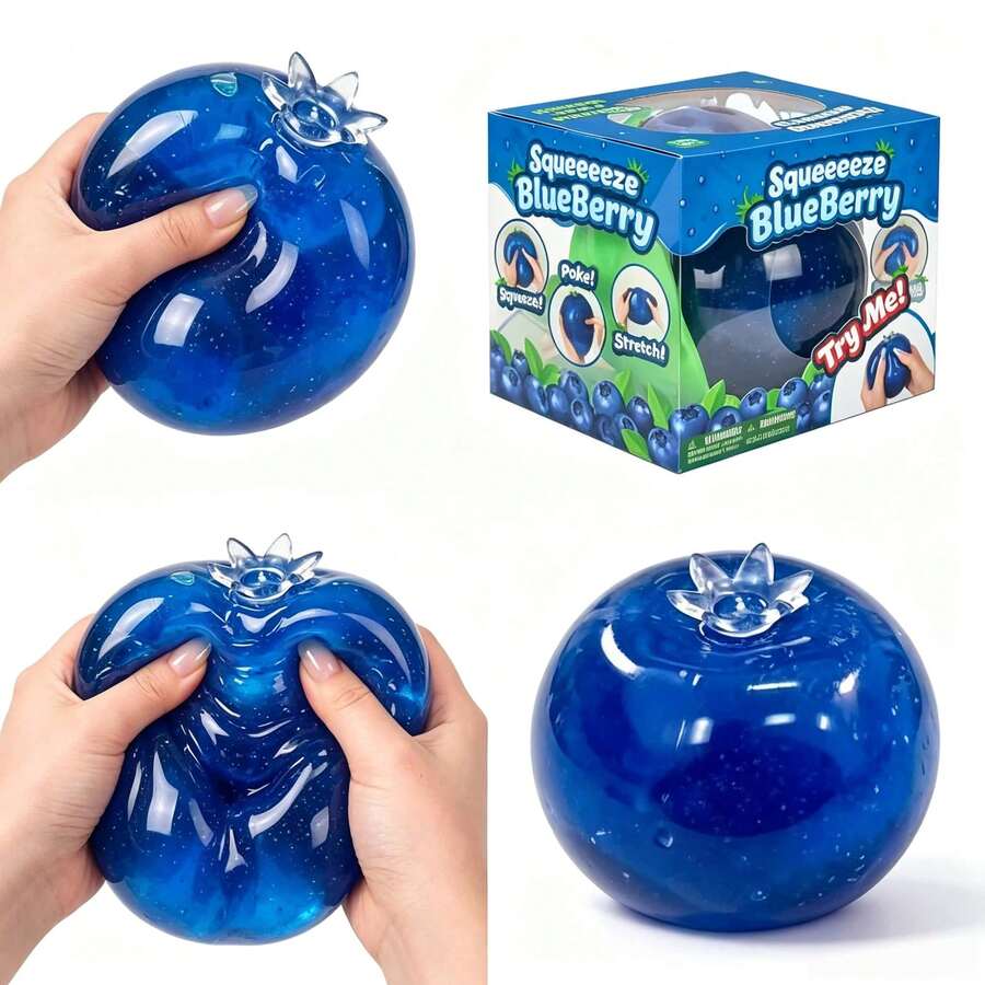 1PC Jelly Clear Marbled Blueberry Fruit Slow Rebound Fidget Toy, Soft Elastic Transparent TPR Stress Relief Desktop Decor, Mini Office Relax Gadget, Concert Fan Favor, Photocard Desk Matching Accessory (Random Style) - Multicolor - View 1
