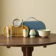 便攜式旅行日式茶道套組，粗陶抹茶碗，100根竹製茶筅，完整禮盒裝 - 彩色 - 查看 12