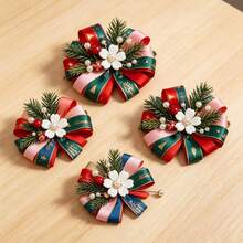 5 Yards Christmas Print Ribbon Set, Includes 4 Popular Christmas Patterns: Red Christmas Candy, Red Nutcracker, Green Christmas Tree, Pink Gingerbread Man Ribbon, Matte Polyester Base With Precise Edge Locking, Resistant To Fraying, Suitable For DIY Holiday Decorations, Christmas Tree Wreaths And Other Ribbon Decor Crafts - Multiple Specifications - View 5