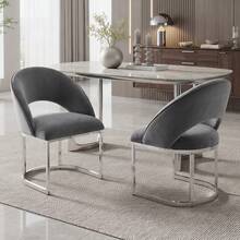 Dining Chairs Modern Style Grey Silver Set Of 4 - 灰色 - 查看 2