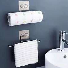4/3/1pc Bathroom Towel Rack Wall-Mounted Bathroom Hanging Rack Dish Cloth Holder Bathroom Kitchen Hardware Accessories Strong Self-Adhesive Bathroom Storage Rack Suitable For Bathroom And Kitchen Decor - Multicolor - View 11