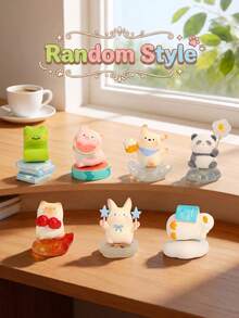 Cute Animal Rotating Desktop Ornament Set, Mysterious Blind Box Mini Figures (6 Regular + 1 Hidden Panda), Fingertip Spinning Toy, Cute Aesthetic Office Workstation Decor And Surprise Gift - Multicolor - View 7