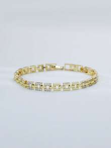 1pc Gold-Plated Watch Band Style Chain Bracelet, Delicate Rectangular Link Design For Women And Teen Girls, Suitable For Casual/Date Wear, Perfect Gift - Watch Strap Bracelet - View 12