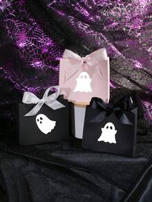 10pcs Halloween Ghost Gift Boxes With Satin Ribbon, Mini Paper Favor Boxes For Halloween Party Favors, Cute Ghost Gift Packaging For Small Gifts, Jewelry, Classroom Exchange, Haunted House Decorations, Easy To Assemble - 11.5X4.5X10cm - View 3