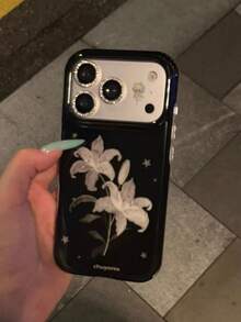 Casing Ponsel Dark Ink Star Lily Fruit Decor 17 Pro Max Baru 16 Pro Artistik Unik 15 PM Tahan Guncangan Apple 17 Pro Premium Feel 16/15 Pelindung 18 Pro Max - Hitam - View 4