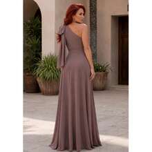 Long Party Dress With Lace, Lined Cups, Comfortable, Elegant, Simple - Mocha Brown - View 6