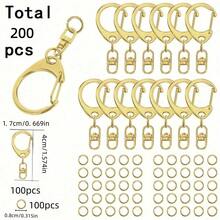 30/50/100pcs Keychain Making Kit, Includes Keychains And Connecting Rings, Suitable For DIY Bags, Phones, Pets, Keychain Crafts (Includes Small C-Shaped Clasps And Closed Rings) - Multicolor - View 18