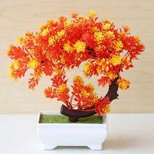 2D Flat Printed Acrylic Material 1pc - Artificial Plant Small Potted Bonsai, Fake Flower Small Tree Grass Ball Bonsai, Home Living Room Desktop Decor Small Ornament Set, Artificial Plant, Home Decor, Room Decor, All Season Use - White - View 2