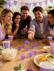36/18pcs Mini Six-Sided Dice, Translucent Colored D6 Game Dice Set, Suitable For Board Games And Dice Games, Perfect For Halloween, Christmas And Party Games (Purple) - Purple - View 3