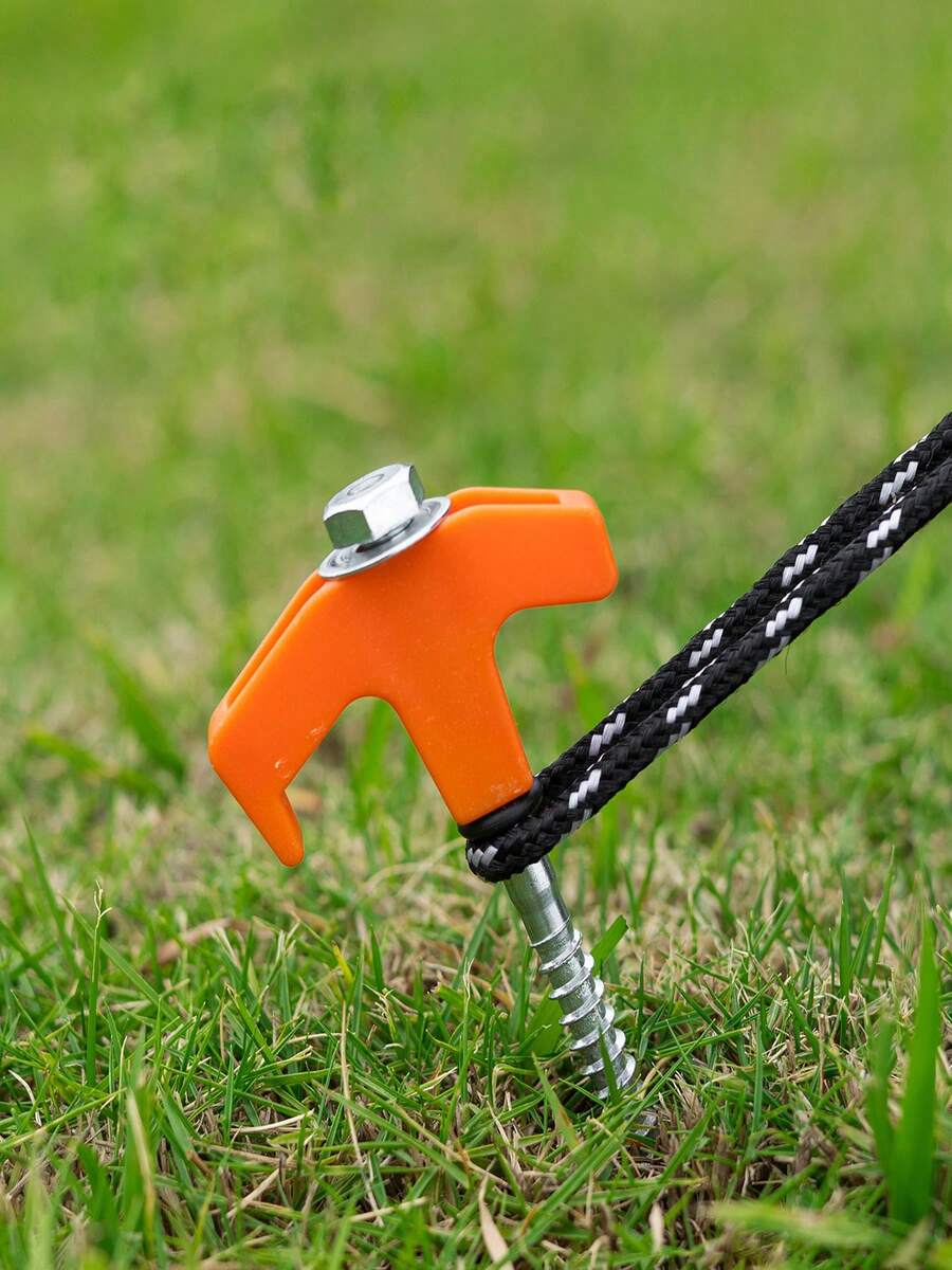 2PCS.4PCS Galvanized Threaded Tent Stakes T-Handle Ground Anchors Camping Awning Fixing Accessories - Multicolor - View 1