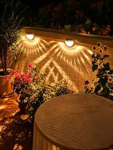2, 4pcs Solar Fence Lights, Outdoor Decorative Garden Wall Lights, Waterproof Solar Wall Lights For Patio, Yard, Stairs - Black - View 4