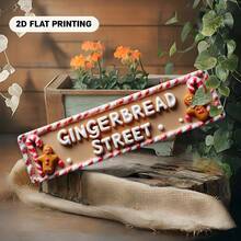 2D Flat Metal Sign, European Style Fashion Decor, Featuring Candy Cane, Gingerbread Man And Frosting Letter Pattern, Suitable For Bar, Living Room, Restaurant, Hotel And Other Places, Also Applicable For Halloween, Christmas And Other Holidays. Perfect Gift, 2D Flat Design, Perfectly Fits Room Decoration - A - View 4