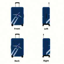 Realistic Jet Plane With Vapor Trail Deep Blue Luggage Cover - Multicolor - View 3