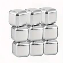 3/9pcs Stainless Steel Whiskey Ice Cubes, Suitable For Cocktails, Wine And Beverages, Square Ice Stones, Reusable Ice Cubes, Beer Cooling Tool, Durable Ice Balls, Home Use - View 9