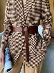 Women's Houndstooth Casual Versatile Commute Travel Blazer - Brown - View 2