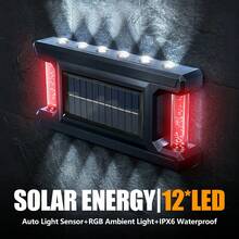 1/4PCS Solar Powered RGB Outdoor Wall Light Auto On/Off Sensor Up Down Lighting Waterproof Wall Sconce For Garden Fence Patio Decor - Solar Wall Lamp - View 7