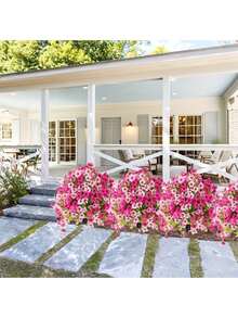 1pc Artificial Plant, Suitable For Outdoor Decoration. Realistic Artificial Silk Daisy And Eucalyptus Flowers, Perfect For Porch, Home, Patio, Balcony And Yard Decoration. Artificial Tree, Outdoor Porch, Wedding And Home Decor. - Multicolor - View 2